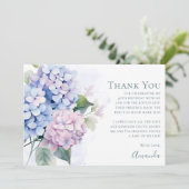 Pink Blue Hydrangeas 40th Birthday  Bedankkaart (Staand voorkant)