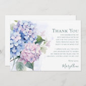 Pink Blue Hydrangeas 65th Birthday Bedankkaart (Voorkant / Achterkant)