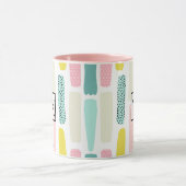 Pink, Blue jaune Pastel Paintbrush Café Mug (Centre)