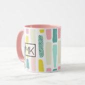 Pink, Blue jaune Pastel Paintbrush Café Mug (Devant gauche)