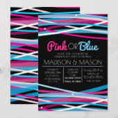 PINK & BLUE LINES Gender onthullen Uitnodiging (Voorkant / Achterkant)