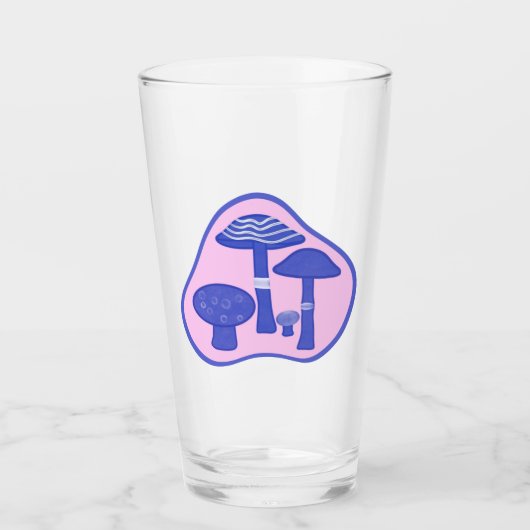 'Pink & Blue Mushroom' Pint Glass Glas (Voorkant)