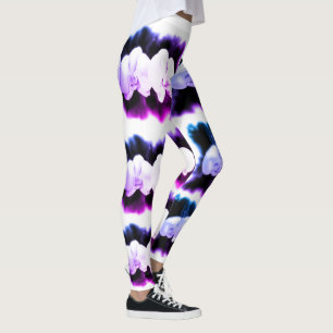 Pink Blue paars waterverf Orchids Patroon Leggings