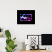 Pink Blue paars waterverf Orchids Patroon Poster (Thuiskantoor)