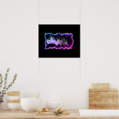 Pink Blue paars waterverf Orchids Patroon Poster (Keuken)