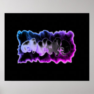 Pink Blue paars waterverf Orchids Patroon Poster