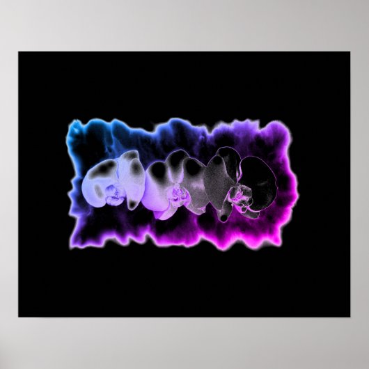 Pink Blue paars waterverf Orchids Patroon Poster (Voorkant)