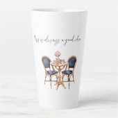 Pink Blue Paris Table Baguettes Latte Mok (Voorkant)