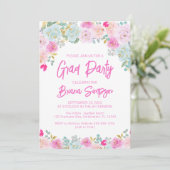 Pink Blue Peach Paarse Afstuderen Afstudeerder Par Kaart (Staand voorkant)