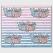 Pink Blue Pumpkin Thanksgiving Gender Reveal Party Cadeaupapier (Vlak)