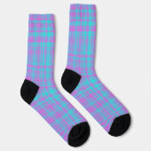 Pink Blue Purple Plaid Pattern Sokken (Rechts)