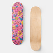 Pink Blue Retro Y2K Unique Design Skateboard (Recto)