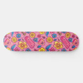 Pink Blue Retro Y2K Unique Design Skateboard (Horz)