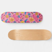 Pink Blue Retro Y2K Unique Design Skateboard (Horz)