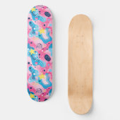 Pink Blue Retro Y2K Unique Design Skateboard (Recto)