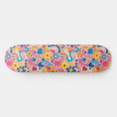 Pink Blue Retro Y2K Unique Design Skateboard (Horz)