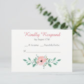 Pink Blue Spring Floral Wedding RSVP (Staand voorkant)