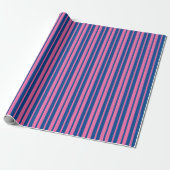 Pink Blue Stylish Stripes Pattern Design  Cadeaupapier (Uitgerold)
