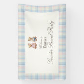 Pink Blue Teddy Bear Baby Shower Backdrop Spandoek (Verticaal)