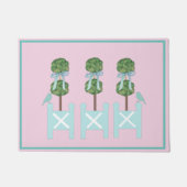 Pink Blue Topiary Turquoise Bird Bird mat tapis po (Devant)