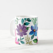 Pink Blue Tropical Emerald Floral Pattern Koffiemok (Voorkant links)