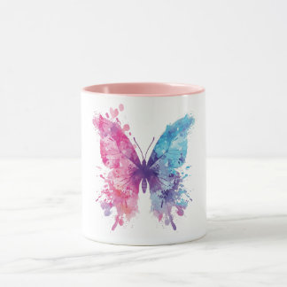 Pink & Blue Watercolor Butterfly T-Shirt – Soft Pa Mok