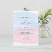Pink Blue Watercolor Gold Menu (Debout devant)
