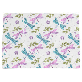 PINK & BLUE WATERVERF DRAGONFLIES GROOT CADEAUZAKJE