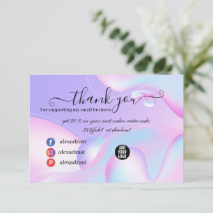 PINK & Blue Waterverf Holographic Design Beauty Bedankkaart