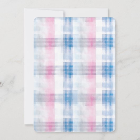 Pink Blue White Plaid Stripes Bridal Shower Kaart (Achterkant)