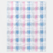 Pink Blue White Plaid Stripes Fleece Deken (Voorkant)