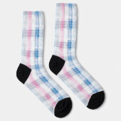 Pink Blue White Plaid Stripes Sokken (Rechts)