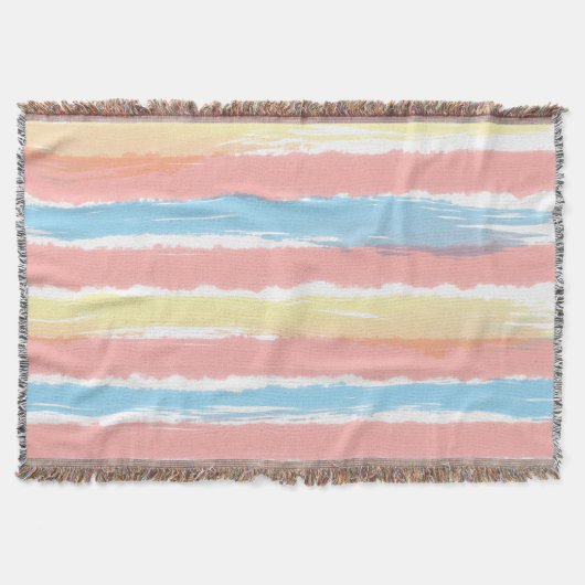 Pink Blue Yellow Waterverf Summer Stripes Deken (Voorkant)
