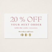 Pink blush agate merci carte de réduction (Dos)