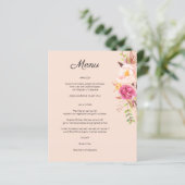 Pink Blush Blooming Floral Menu - Roze (Staand voorkant)