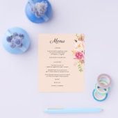 Pink Blush Blooming Floral Menu - Roze (Enkel)