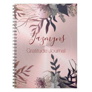 Pink Blush Botanical Personalized Gratitude Notitieboek