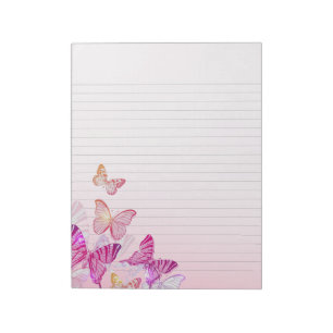 Pink Blush Butterflies Lined Notes Papier Notitieb Notitieblok