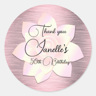 Pink Blush Elegant Lotus Flower Birthday Ronde Sticker