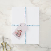 Pink Blush en Bloom Christmas Cadeaulabel (Met Touw)
