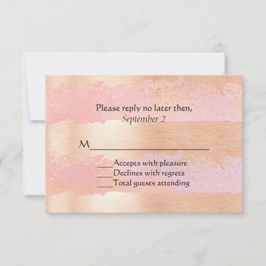 Pink Blush et Gold Romance Wedding Carte RSVP (Devant)