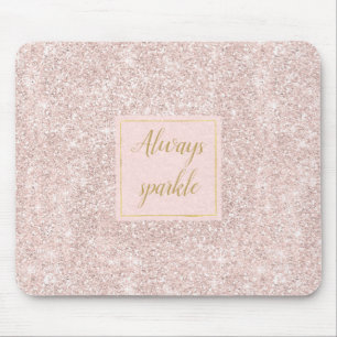 Pink Blush Faux Glitter Sparkle Muismat