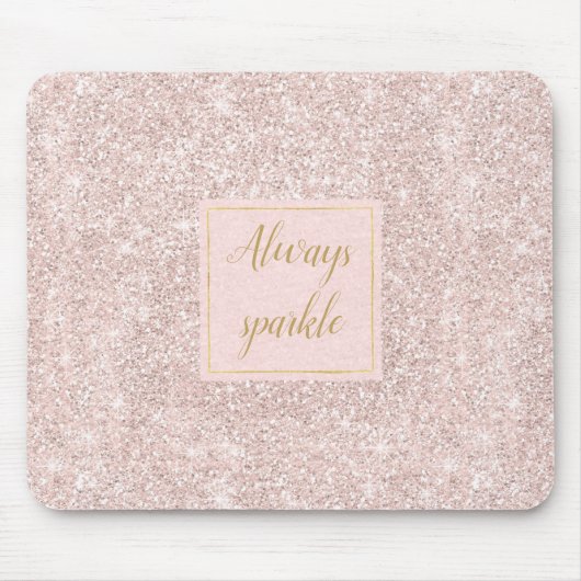 Pink Blush Faux Glitter Sparkle Muismat (Voorkant)