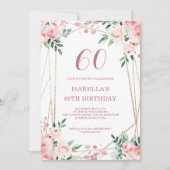Pink Blush Floral 60e anniversaire Invitation (Devant)