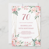 Pink Blush Floral 70e anniversaire Invitation (Devant)