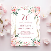 Pink Blush Floral 70e anniversaire Invitation