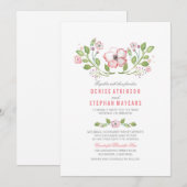 Pink & Blush Floral Aquarelle Mariage Invitations (Devant / Derrière)