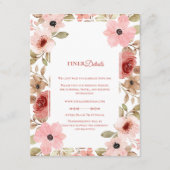 Pink Blush Floral Botanical Wedding Details Informatiekaartje (Voorkant)