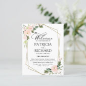 Pink Blush Floral Budget Mariage programme de céré (Debout devant)