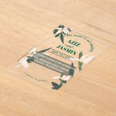 Pink blush floral Circle Acryl Uitnodigingen (Laagn)